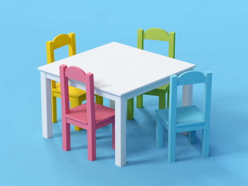 彩色小桌椅C4D模型