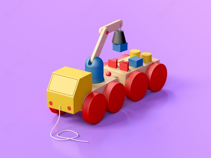 玩具积木车C4D模型