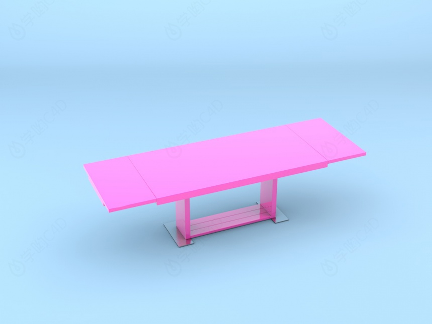 简单现代实木桌C4D模型