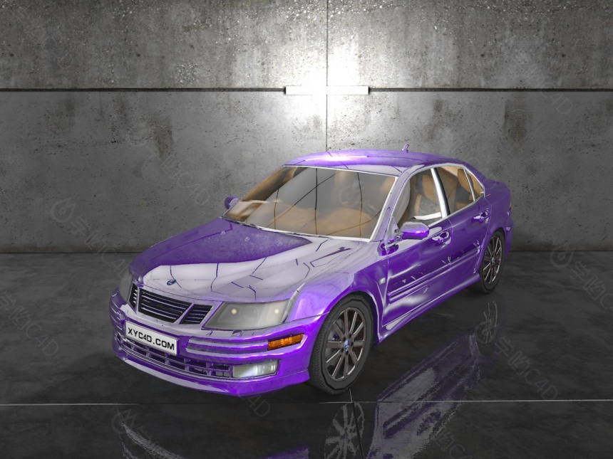 时尚紫色汽车C4D模型