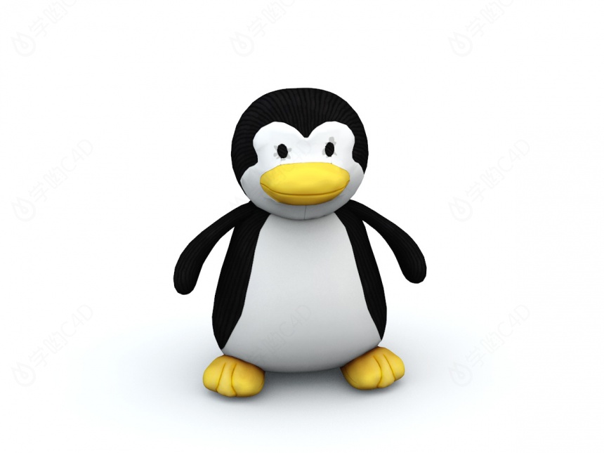 企鹅布艺玩具C4D模型