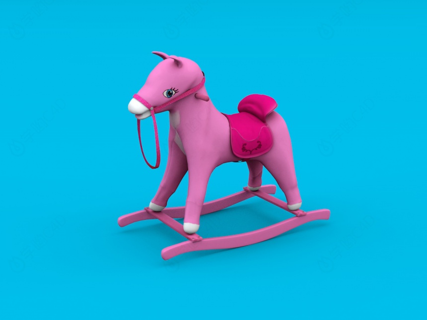粉红木马摇椅C4D模型