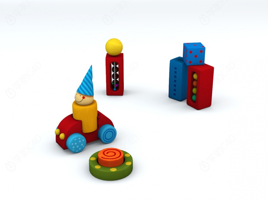多彩积木玩具C4D模型