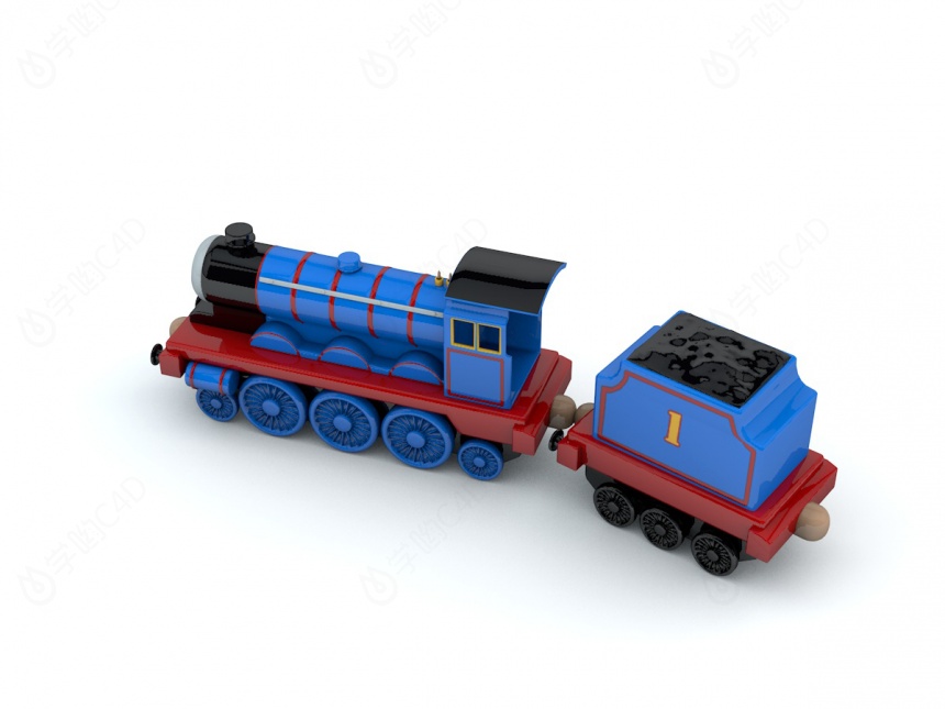 蓝色火车玩具C4D模型