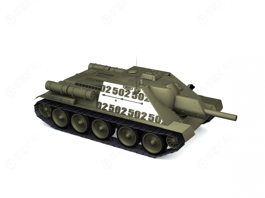 苏联SU-76I反坦克C4D模型