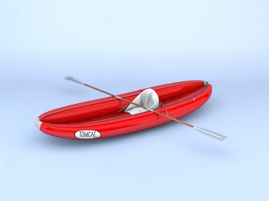 红色皮筏艇C4D模型