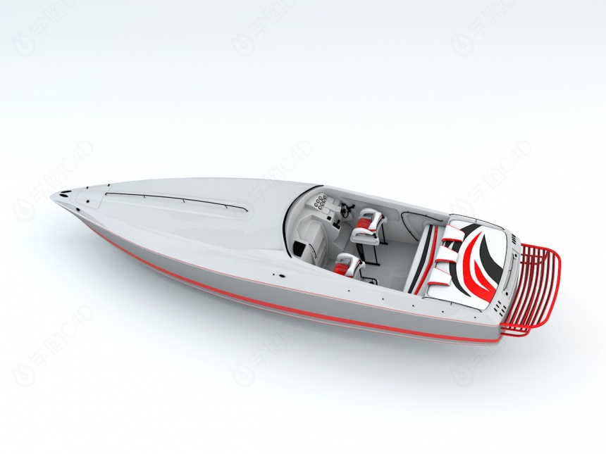 白色快艇C4D模型