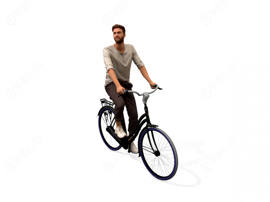 骑自行车的外国人C4D模型