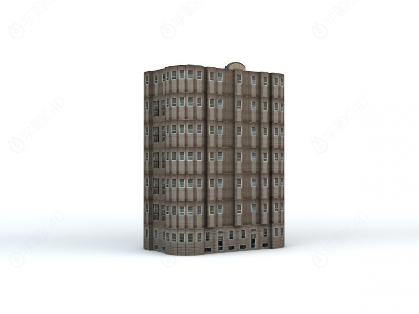 圆形高层楼房塔楼C4D模型