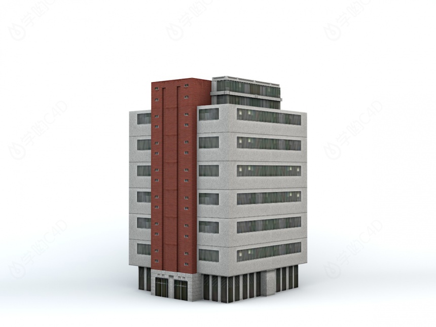 白色方形大楼C4D模型