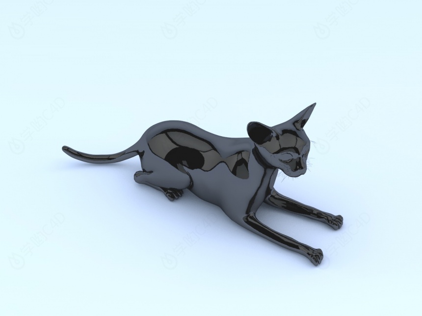 纯黑家猫C4D模型