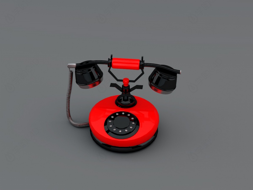 复古电话饰品C4D模型