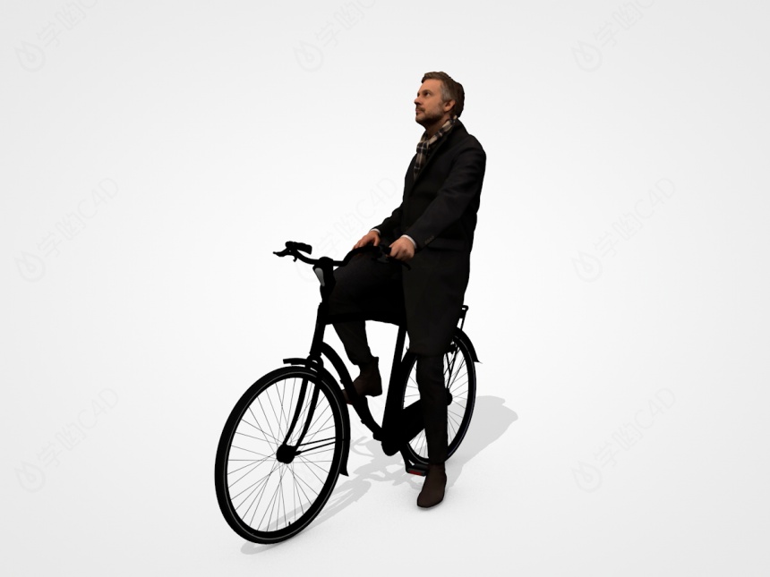 坐在自行车上的男人C4D模型