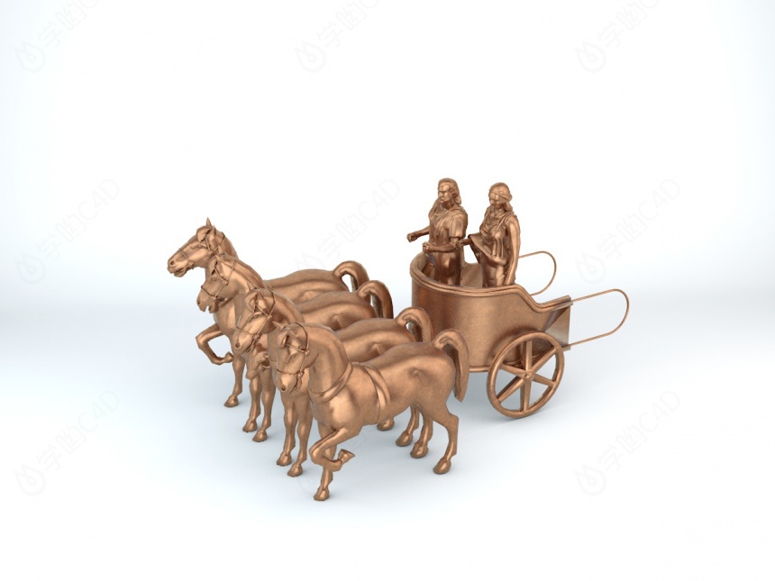铜质马车饰品C4D模型