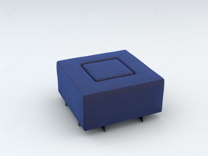 蓝色方形沙发C4D模型