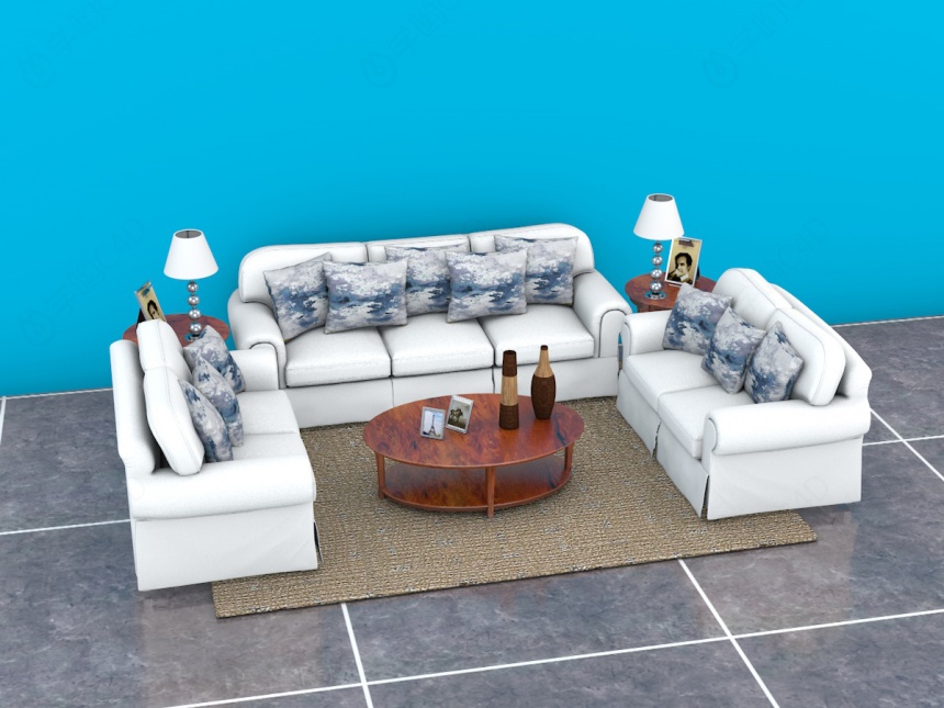 现代客厅沙发C4D模型
