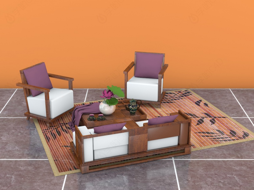 现代木质沙发C4D模型