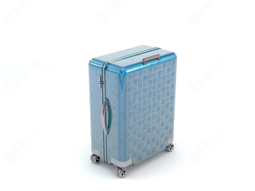 蓝色行李箱C4D模型