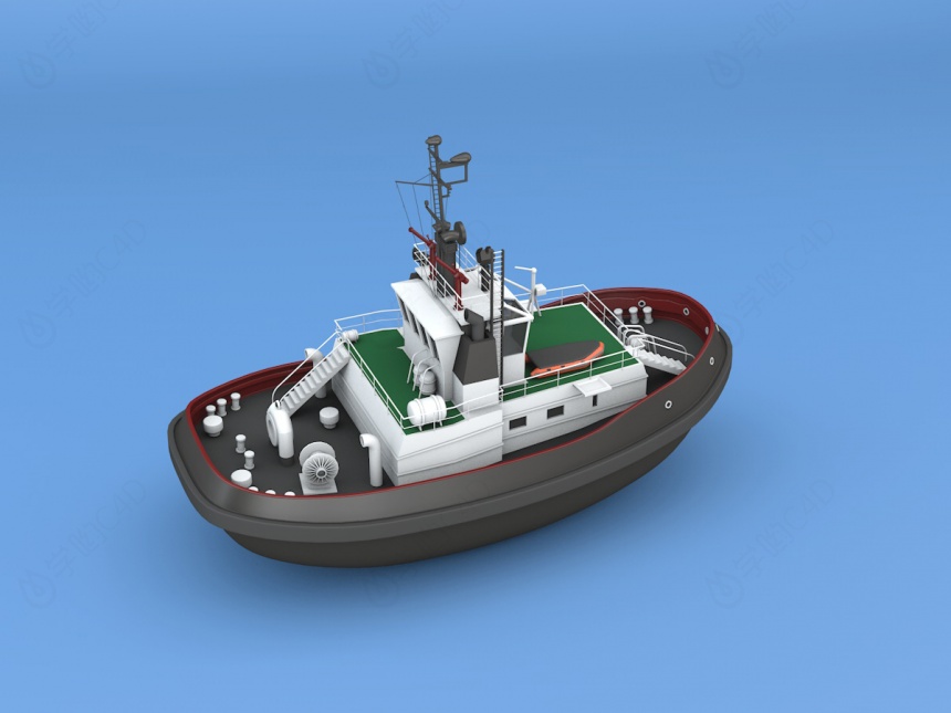 现代民用船C4D模型