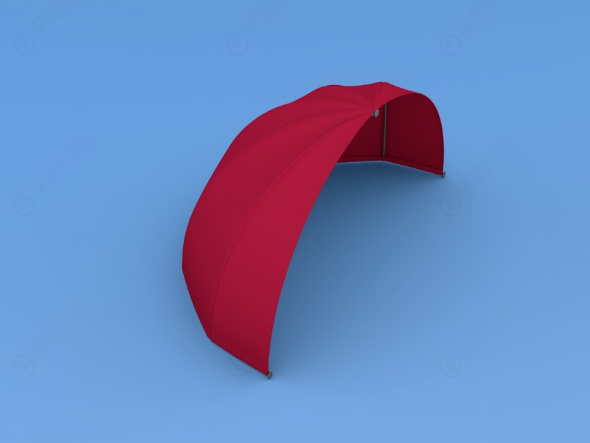 红色半圆遮雨棚C4D模型