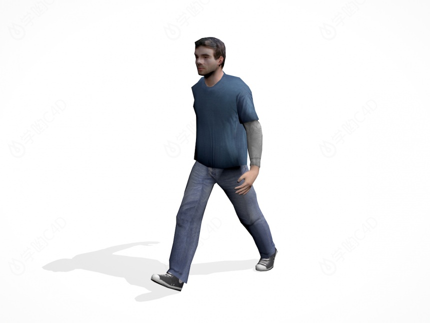 走路的中年男人C4D模型