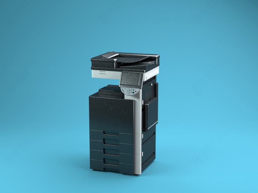 新型黑色打印机C4D模型
