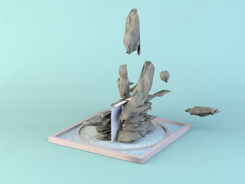 假山喷泉景观C4D模型