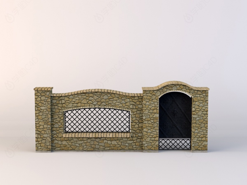 石头围墙C4D模型