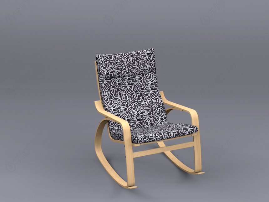 木制摇椅C4D模型
