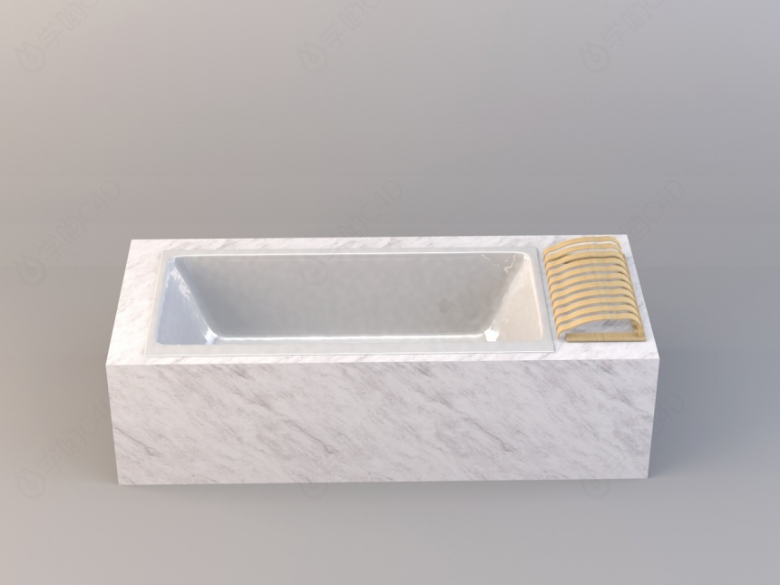 大理石白色花纹浴缸C4D模型