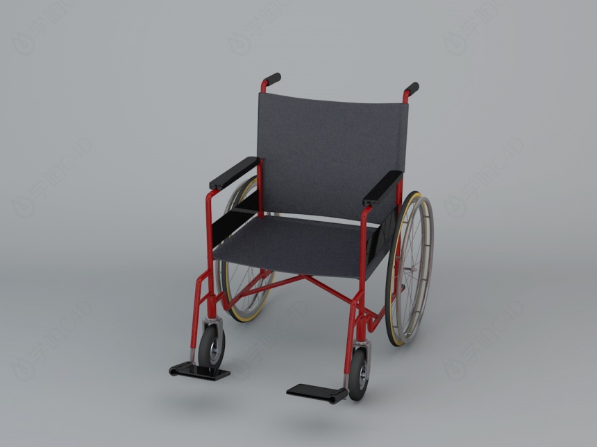 折叠轮椅C4D模型