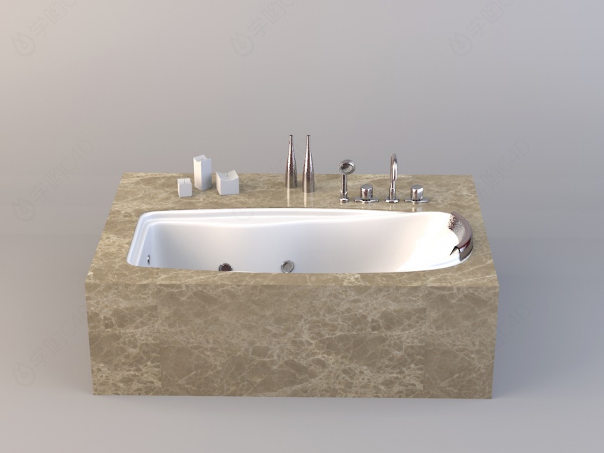 高档玉石浴缸C4D模型