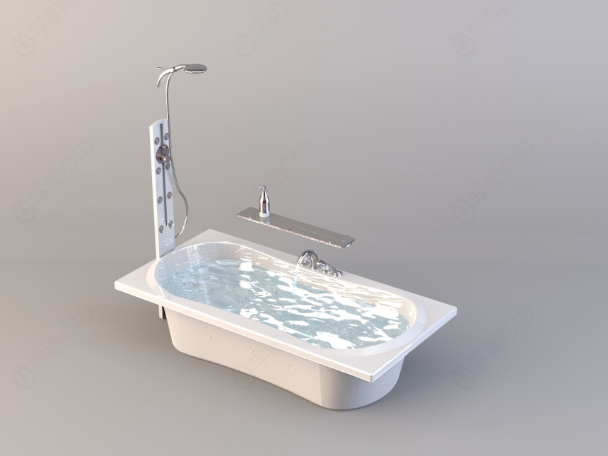 独立式玉石浴缸C4D模型