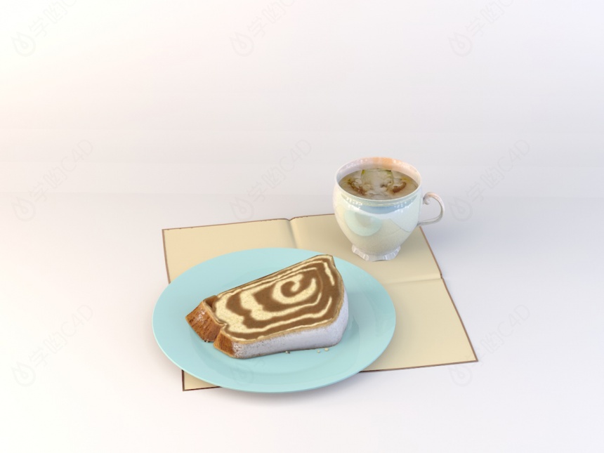 咖啡蛋糕C4D模型