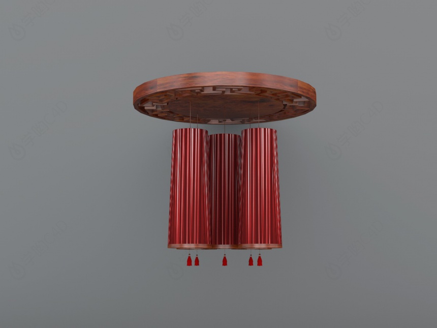 红色复古吊灯C4D模型