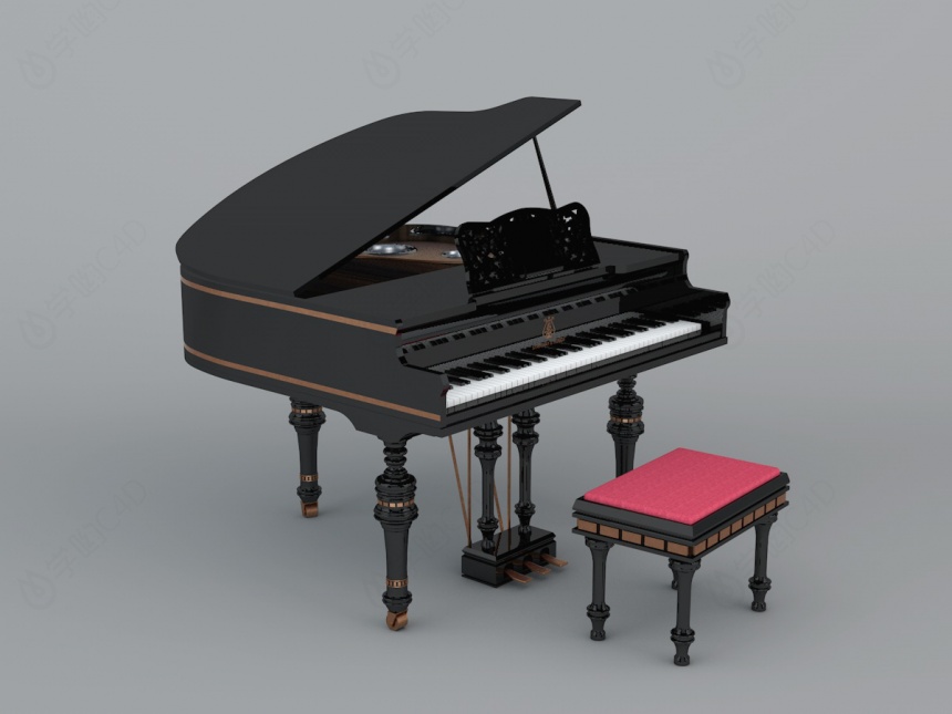 欧式豪华钢琴C4D模型