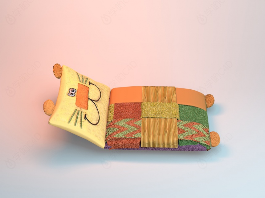 儿童加菲猫地毯C4D模型