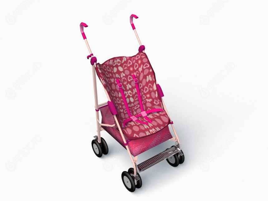 粉色儿童车C4D模型