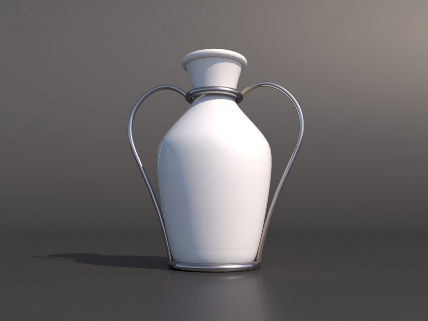 灰色土陶瓶子C4D模型