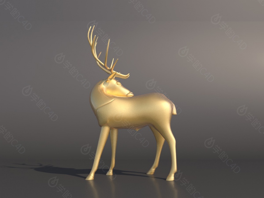 金色小鹿摆件C4D模型