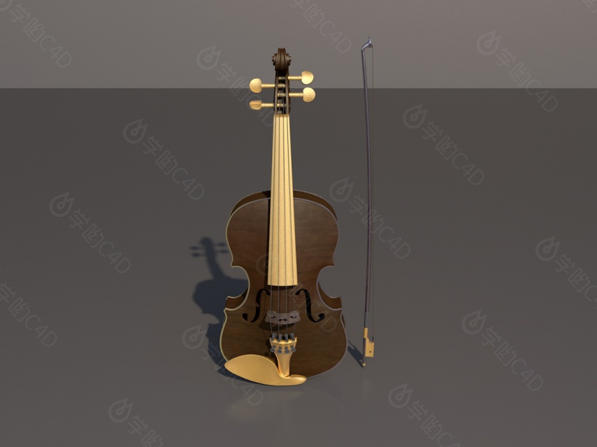 木质小提琴C4D模型