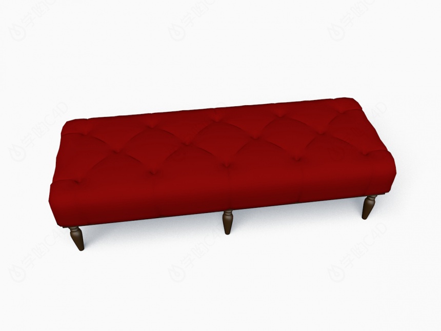 红色沙发凳C4D模型