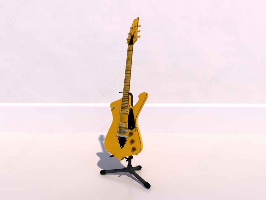 简约吉他C4D模型