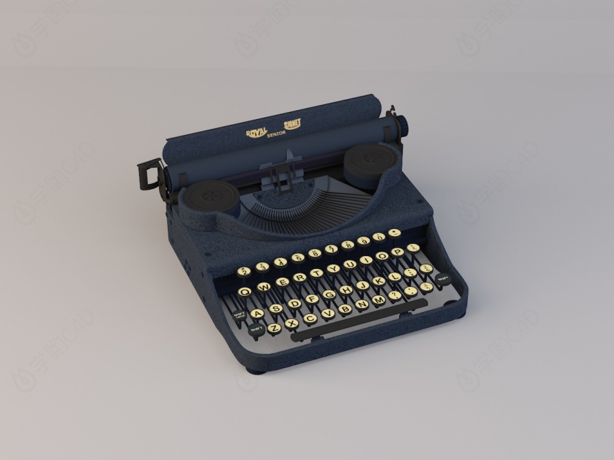 铁制老式打字机C4D模型