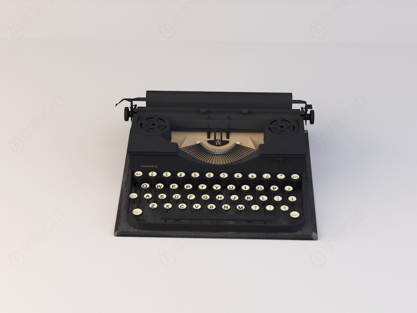 美式打字机C4D模型