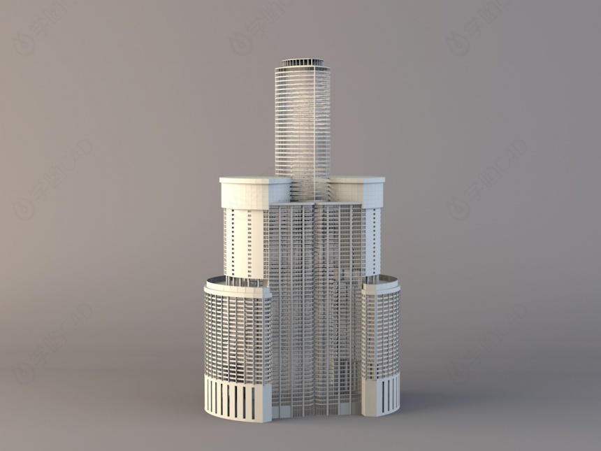 现代圆形建筑物C4D模型