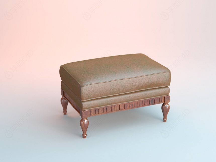 欧式沙发凳C4D模型