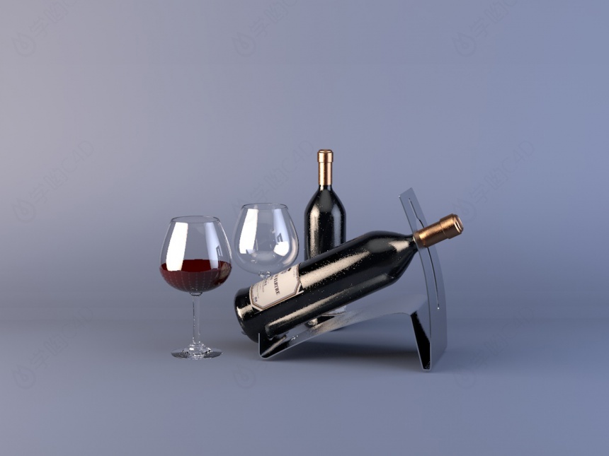 红酒酒杯组合C4D模型
