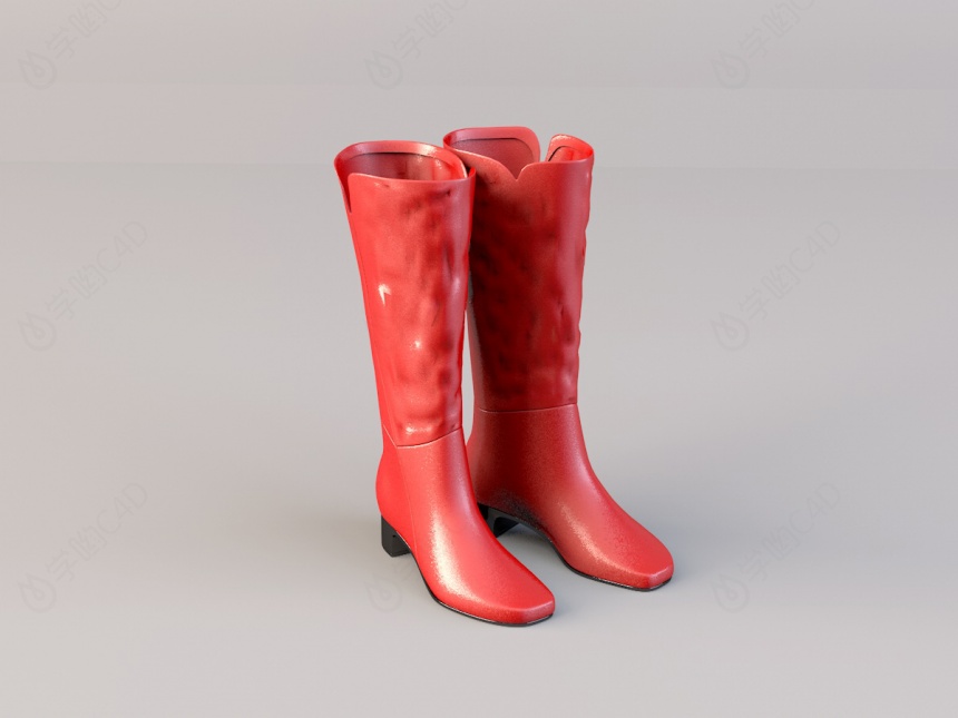 红色长靴C4D模型