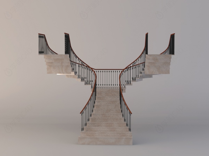 复合式楼梯C4D模型